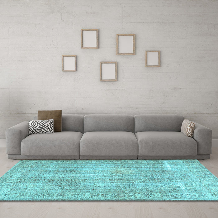 Machine Washable Persian Light Blue Traditional Rug in a Living Room, wshtr3443lblu