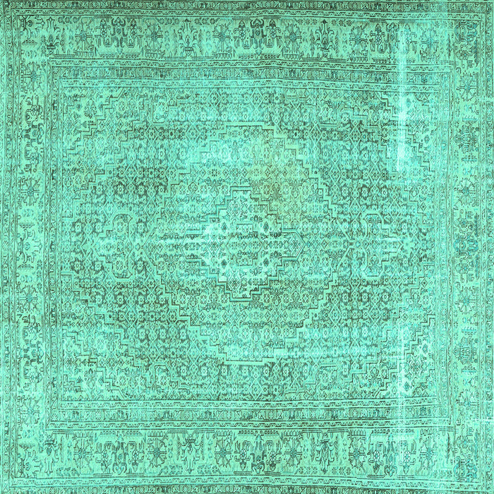 Square Machine Washable Persian Turquoise Traditional Area Rugs, wshtr3443turq