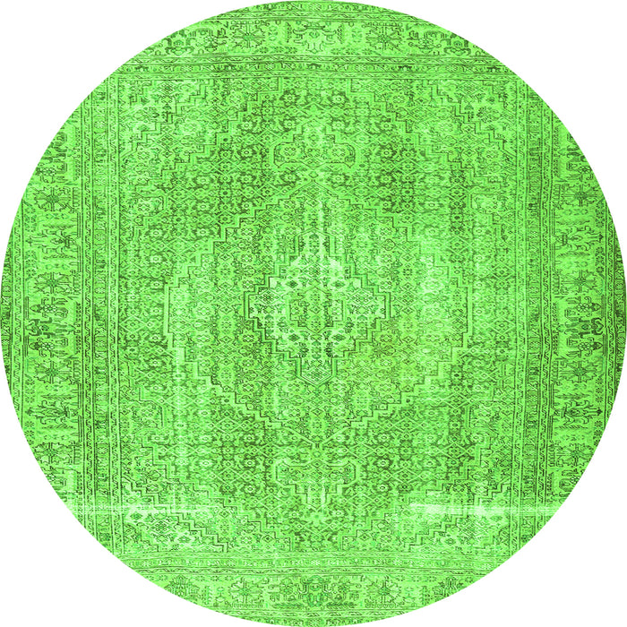 Square Persian Green Traditional Rug, tr3443grn