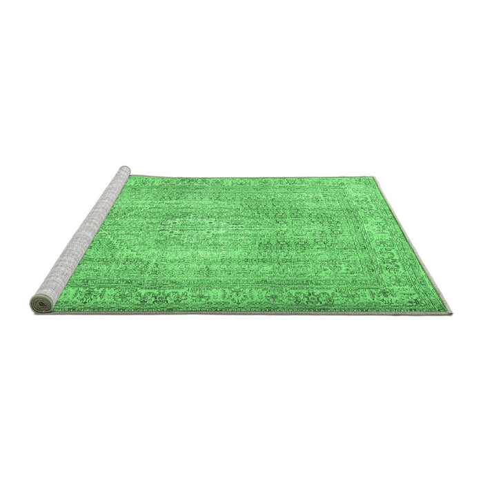 Sideview of Machine Washable Persian Emerald Green Traditional Area Rugs, wshtr3443emgrn