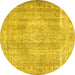 Round Persian Yellow Traditional Rug, tr3443yw