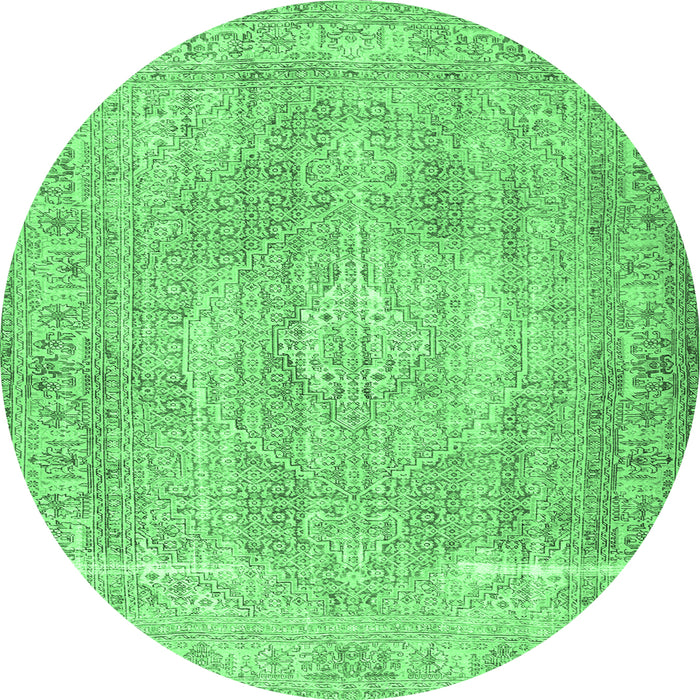 Round Persian Emerald Green Traditional Rug, tr3443emgrn