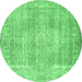 Round Persian Emerald Green Traditional Rug, tr3443emgrn