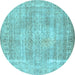 Round Persian Light Blue Traditional Rug, tr3443lblu