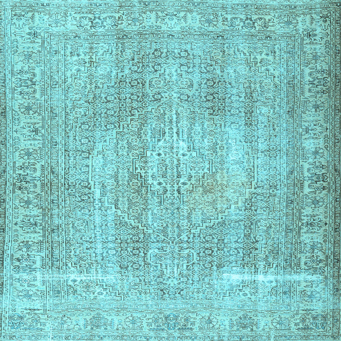 Square Machine Washable Persian Light Blue Traditional Rug, wshtr3443lblu
