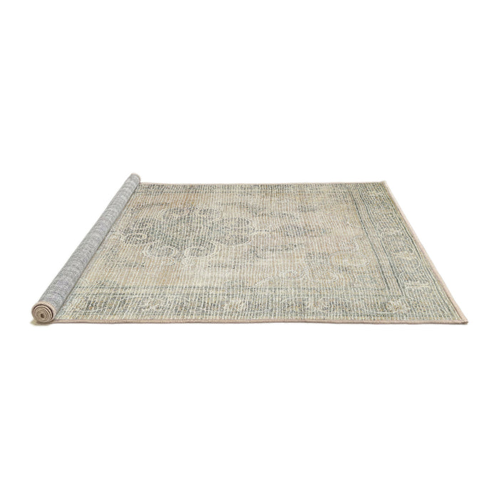 Sideview of Machine Washable Traditional Sand Brown Rug, wshtr3444