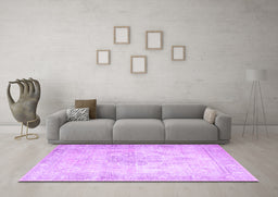 Machine Washable Persian Purple Traditional Area Rugs in a Living Room, wshtr3444pur