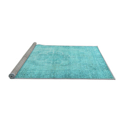 Sideview of Machine Washable Persian Light Blue Traditional Rug, wshtr3444lblu