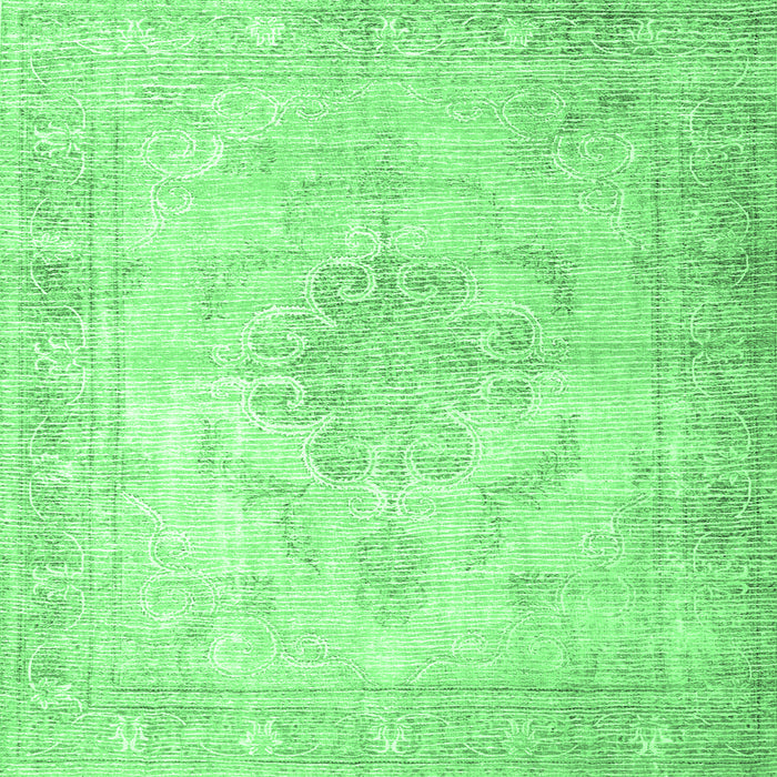 Square Machine Washable Persian Emerald Green Traditional Area Rugs, wshtr3444emgrn