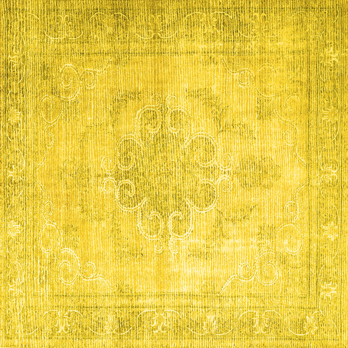 Square Machine Washable Persian Yellow Traditional Rug, wshtr3444yw