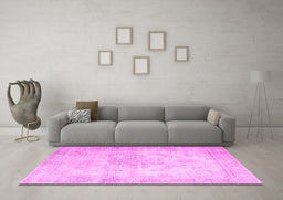 Machine Washable Persian Pink Traditional Rug in a Living Room, wshtr3444pnk