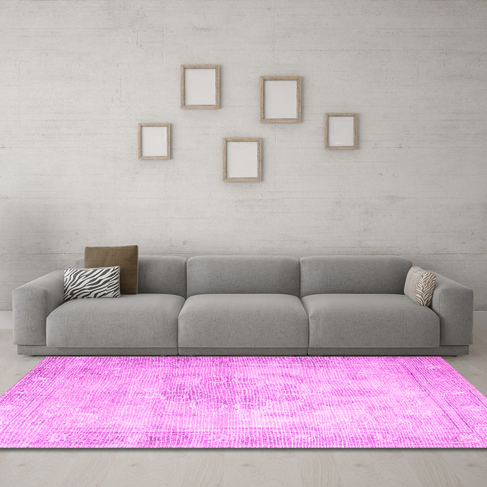 Machine Washable Persian Pink Traditional Rug in a Living Room, wshtr3444pnk
