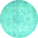 Round Persian Turquoise Traditional Rug, tr3444turq