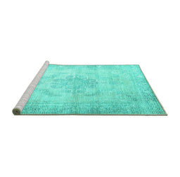 Sideview of Machine Washable Persian Turquoise Traditional Area Rugs, wshtr3444turq