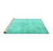 Sideview of Machine Washable Persian Turquoise Traditional Area Rugs, wshtr3444turq