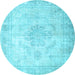 Round Persian Light Blue Traditional Rug, tr3444lblu