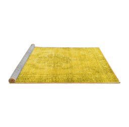 Sideview of Machine Washable Persian Yellow Traditional Rug, wshtr3444yw