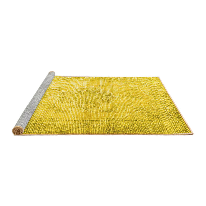 Sideview of Machine Washable Persian Yellow Traditional Rug, wshtr3444yw