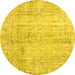 Round Persian Yellow Traditional Rug, tr3445yw