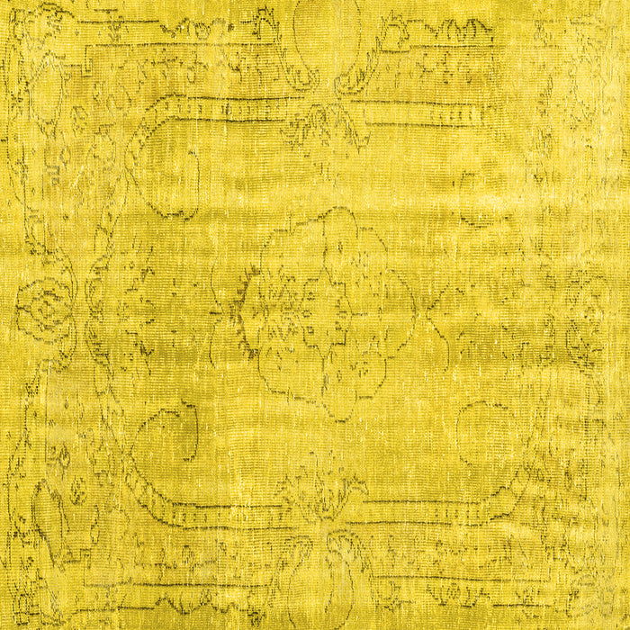 Square Machine Washable Persian Yellow Traditional Rug, wshtr3445yw