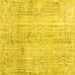 Square Machine Washable Persian Yellow Traditional Rug, wshtr3445yw