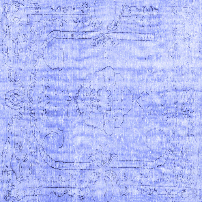 Square Machine Washable Persian Blue Traditional Rug, wshtr3445blu