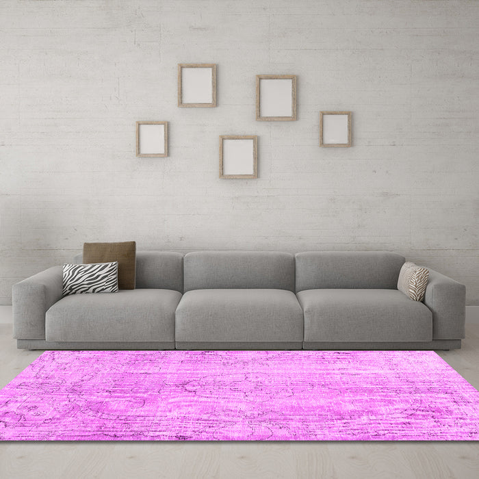 Machine Washable Persian Pink Traditional Rug in a Living Room, wshtr3445pnk