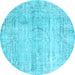 Round Persian Light Blue Traditional Rug, tr3445lblu