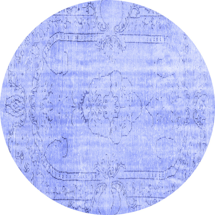 Round Persian Blue Traditional Rug, tr3445blu