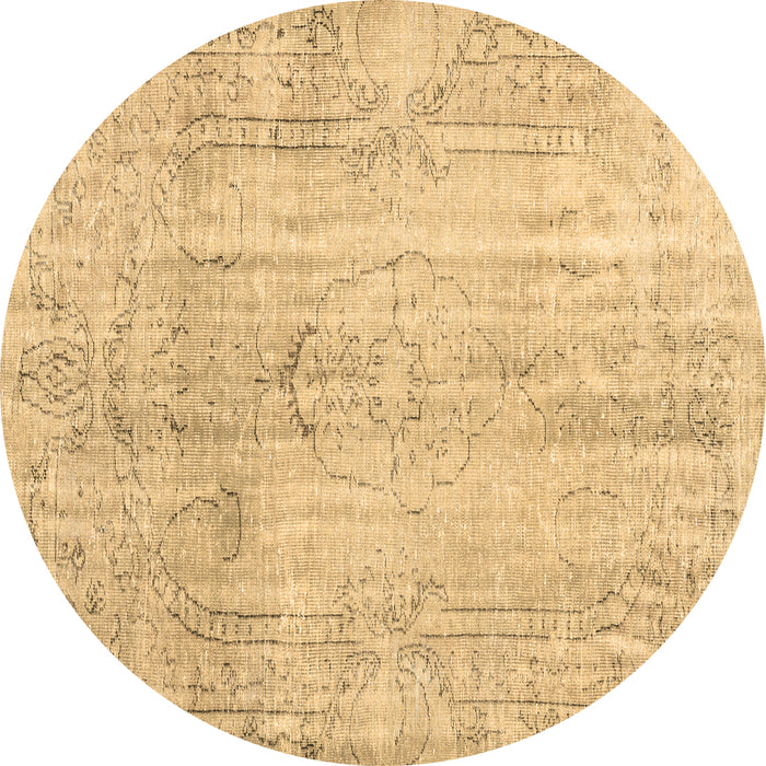 Round Persian Brown Traditional Rug, tr3445brn