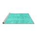 Sideview of Machine Washable Persian Turquoise Traditional Area Rugs, wshtr3445turq