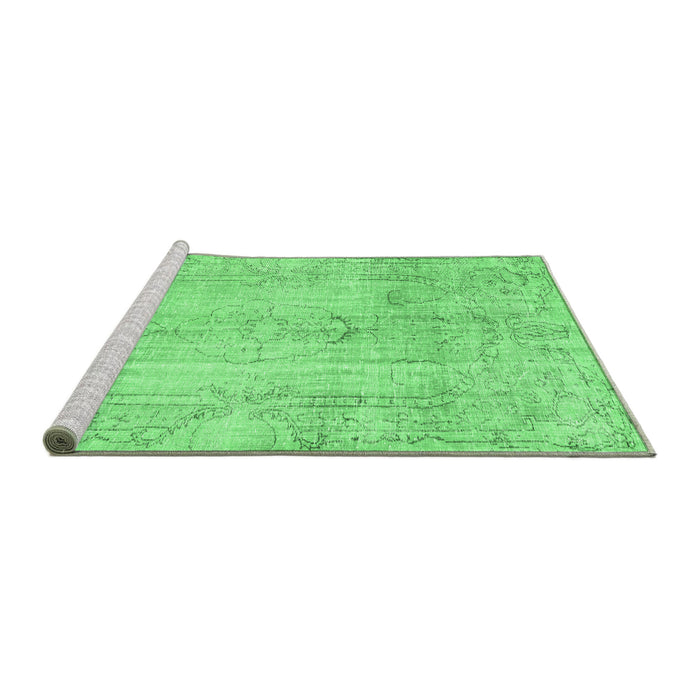 Sideview of Machine Washable Persian Emerald Green Traditional Area Rugs, wshtr3445emgrn