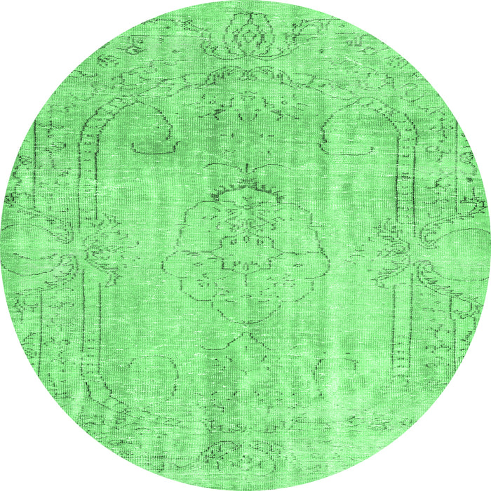 Round Persian Emerald Green Traditional Rug, tr3445emgrn