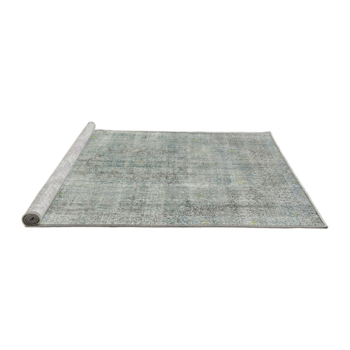 Sideview of Machine Washable Traditional Gunmetal Gray Rug, wshtr3446