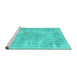 Sideview of Machine Washable Persian Turquoise Traditional Area Rugs, wshtr3446turq