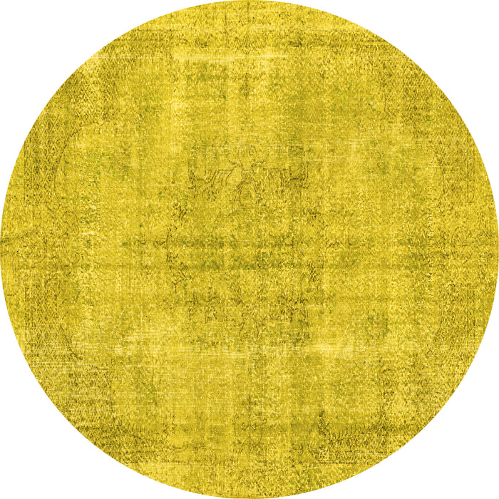 Round Machine Washable Persian Yellow Traditional Rug, wshtr3446yw