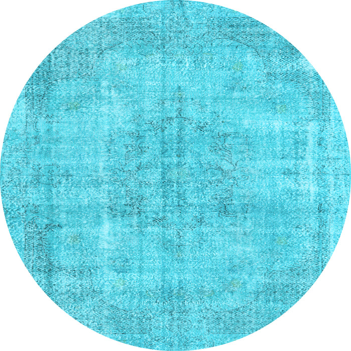 Round Machine Washable Persian Light Blue Traditional Rug, wshtr3446lblu