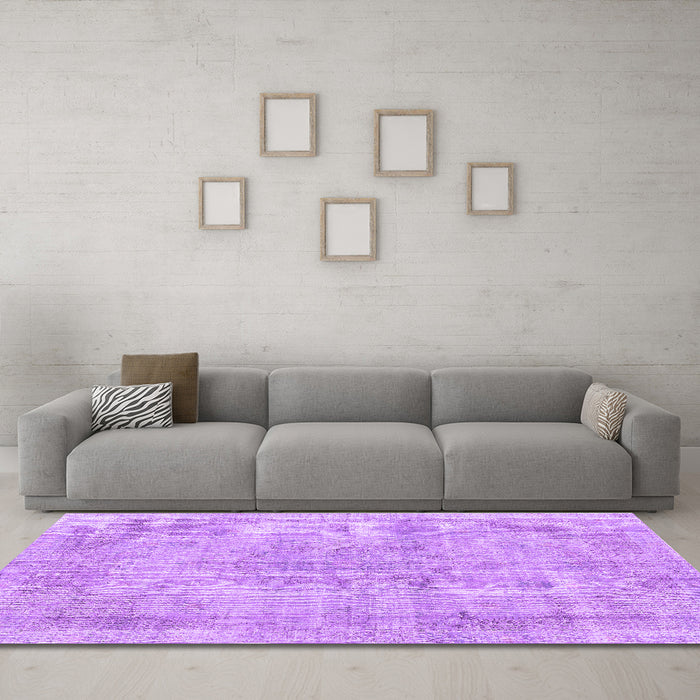 Machine Washable Persian Purple Traditional Area Rugs in a Living Room, wshtr3446pur