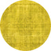 Round Persian Yellow Traditional Rug, tr3446yw
