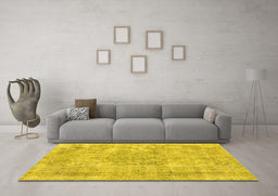 Machine Washable Persian Yellow Traditional Rug in a Living Room, wshtr3446yw