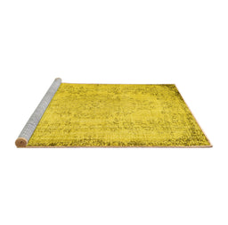 Sideview of Machine Washable Persian Yellow Traditional Rug, wshtr3447yw