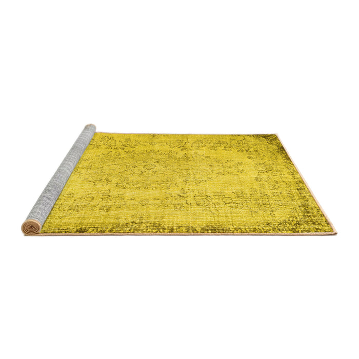 Sideview of Machine Washable Persian Yellow Traditional Rug, wshtr3447yw