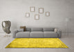 Machine Washable Persian Yellow Traditional Rug in a Living Room, wshtr3447yw