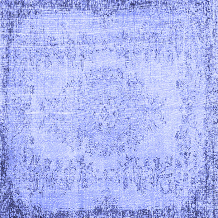Square Machine Washable Persian Blue Traditional Rug, wshtr3447blu