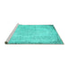 Sideview of Machine Washable Persian Turquoise Traditional Area Rugs, wshtr3447turq