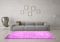 Machine Washable Persian Pink Traditional Rug in a Living Room, wshtr3447pnk
