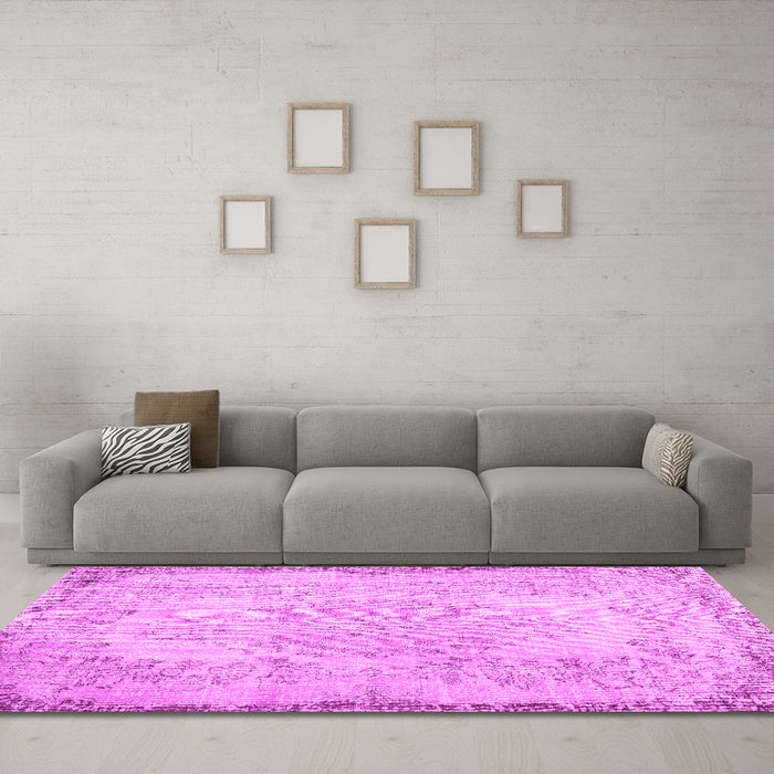 Machine Washable Persian Pink Traditional Rug in a Living Room, wshtr3447pnk