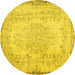 Round Machine Washable Persian Yellow Traditional Rug, wshtr3447yw