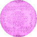 Round Machine Washable Persian Pink Traditional Rug, wshtr3447pnk