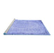 Sideview of Machine Washable Persian Blue Traditional Rug, wshtr3447blu